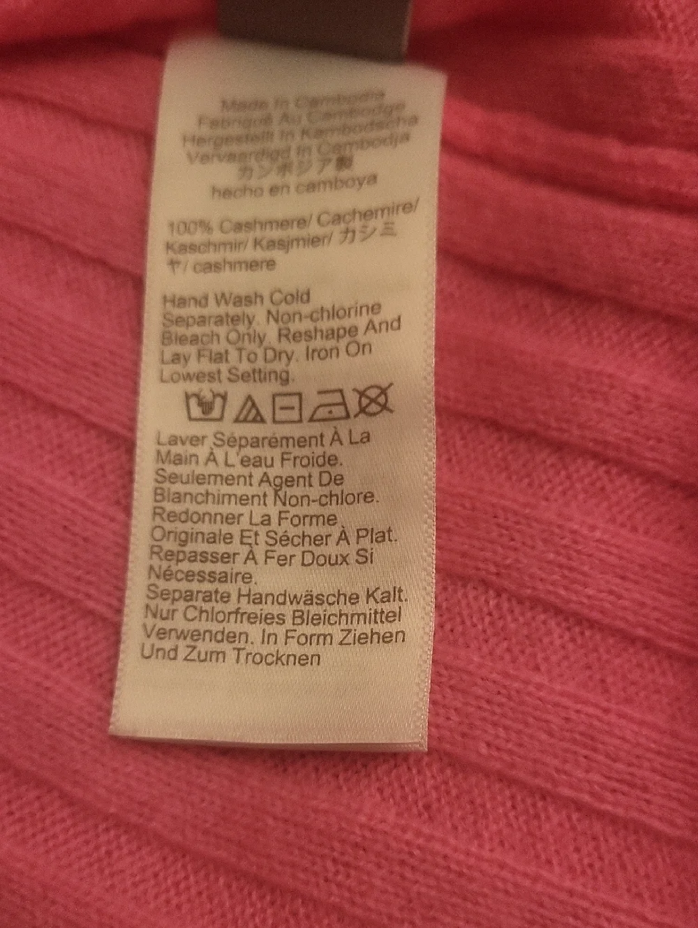 J. CREW Cashmere Cardigan,wide rib,bright pink,L